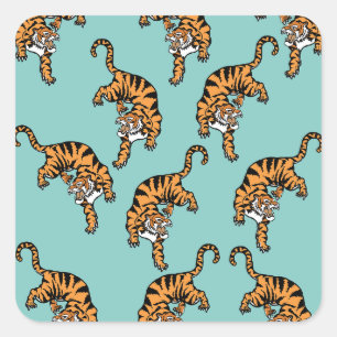 Asia Tiger Pattern Square Sticker