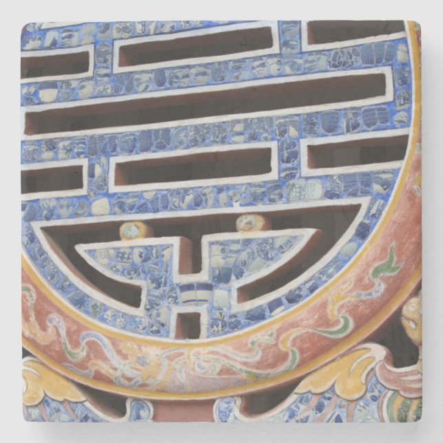Asia, Vietnam. Decorated window Stone Coaster (Front)