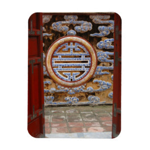 Asia, Vietnam. Ornate wall at the Citadel Magnet