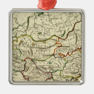 Asia with boundaries outlined metal tree decoration