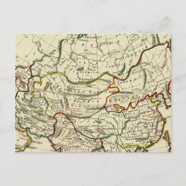 Asia with boundaries outlined postcard (Front)