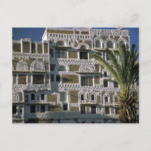 Asia, Yemen, Sana'a. Yemeni house. Postcard