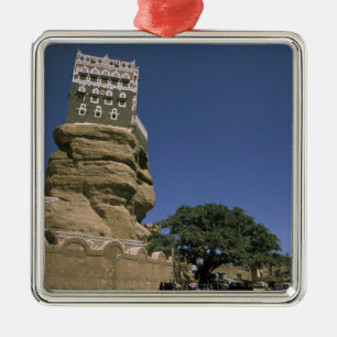 Asia, Yemen, Wadi Dhar. Rock Palace, or Dar Al Metal Tree Decoration