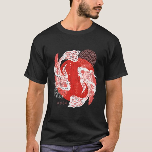 Asian Aesthetic Taisho Sanke Fish Pond Japanese Ko T-Shirt (Front)