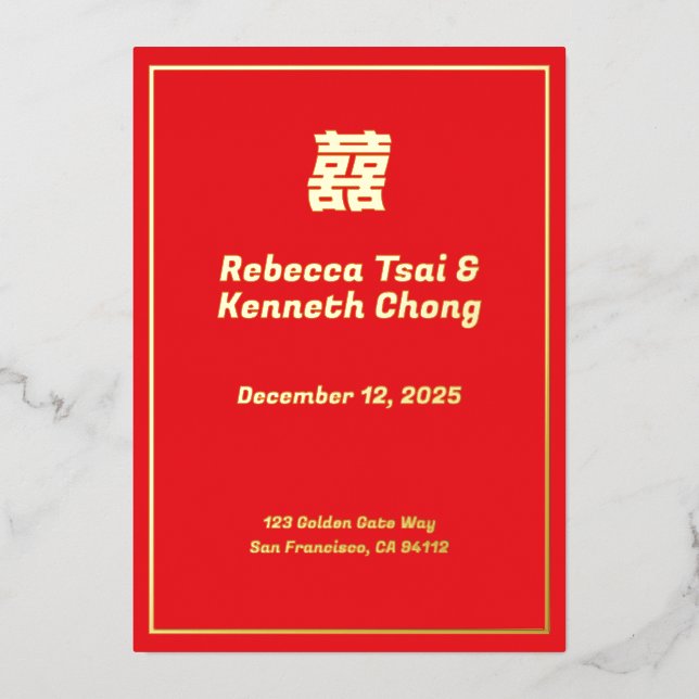 asian american wedding invitation - double happine (Front)