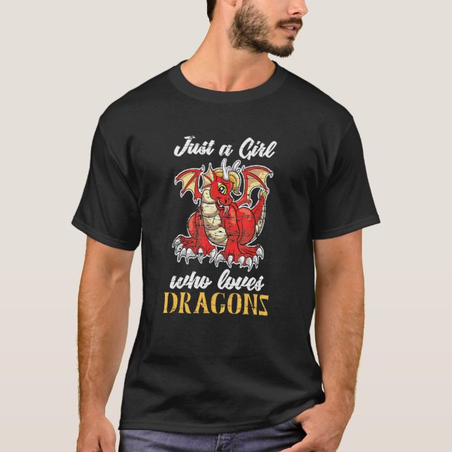 Asian Animal Dragon Fantasy Fan Girls Women Dragon T-Shirt (Front)