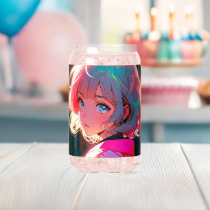 Asian anime cute girl design can glass