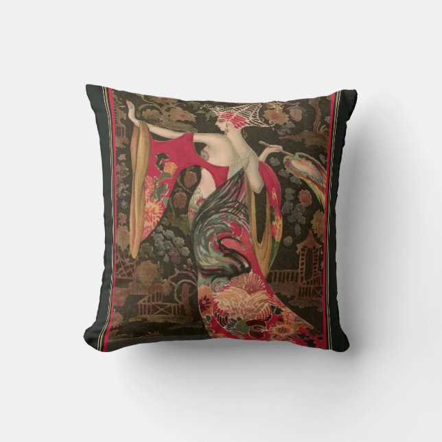 Asian Art Deco Decor Pillow (Front)