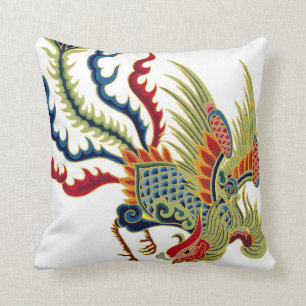 Asian Art Rooster Cushion