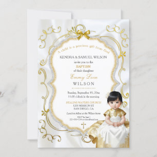 Asian Baby Girl Baptism Communion Christening Invitation