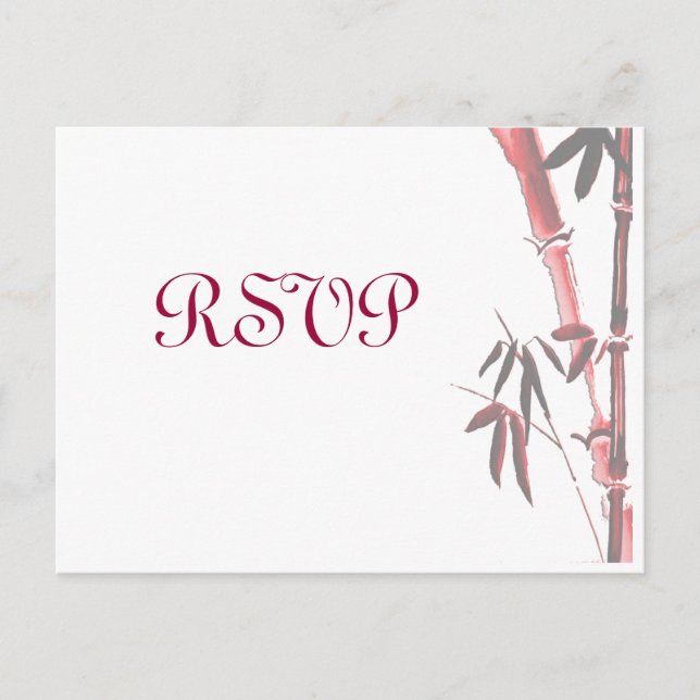 Asian Bamboo Wedding RSVP Postcard (Front)