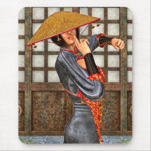 Asian Battle Woman Mouse Pad