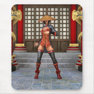 Asian Battle Woman Mouse Pad