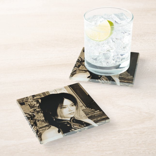 Asian Beauty Glass Coaster (Angled)