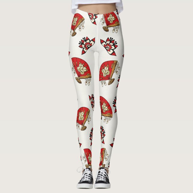 Asian Bird Deco Leggings (Front)