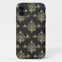 Asian Black and Gold Glitter Florish iPhone