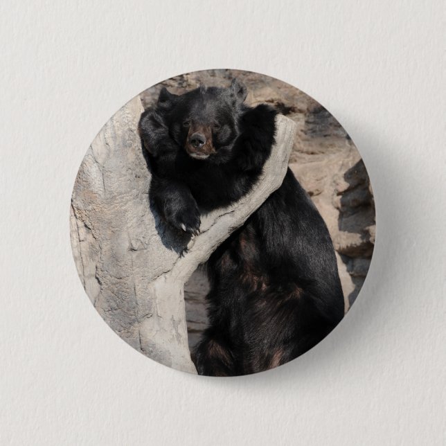 Asian Black Bear 6 Cm Round Badge (Front)