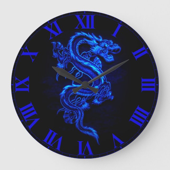 Asian Blue Dragon Wall Clock (Front)