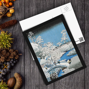 Asian Bridge and Snow Landscape Postcard
