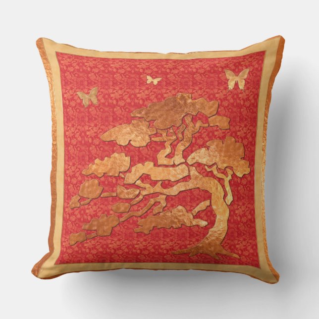 Asian Brocade & Tree Cushion (Front)