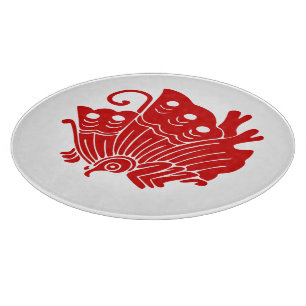 Asian Butterfly Japanese Kamon Design Cutting Board
