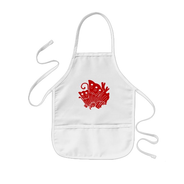 Asian Butterfly Japanese Kamon Design Kids Apron (Front)