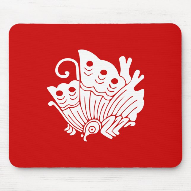 Asian Butterfly Japanese Kamon Design Mouse Pad (Front)