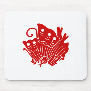 Asian Butterfly Japanese Kamon Design Mouse Pad