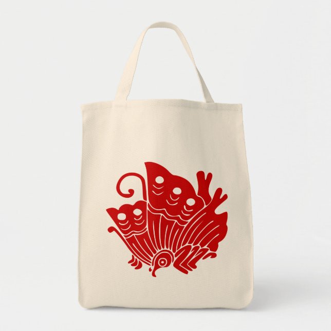 Asian Butterfly Japanese Kamon Design Tote Bag (Front)