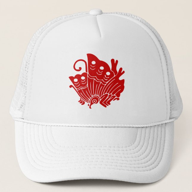 Asian Butterfly Japanese Kamon Design Trucker Hat (Front)