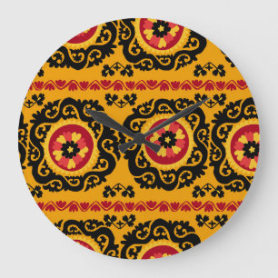 Asian Carpet Suzanne: Traditional Embroidery Large Clock