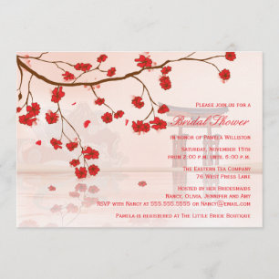 Asian cherry blossom bridal shower invitation