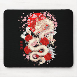 Asian Cherry Blossom Chinese Dragon Chinese New Ye Mouse Pad