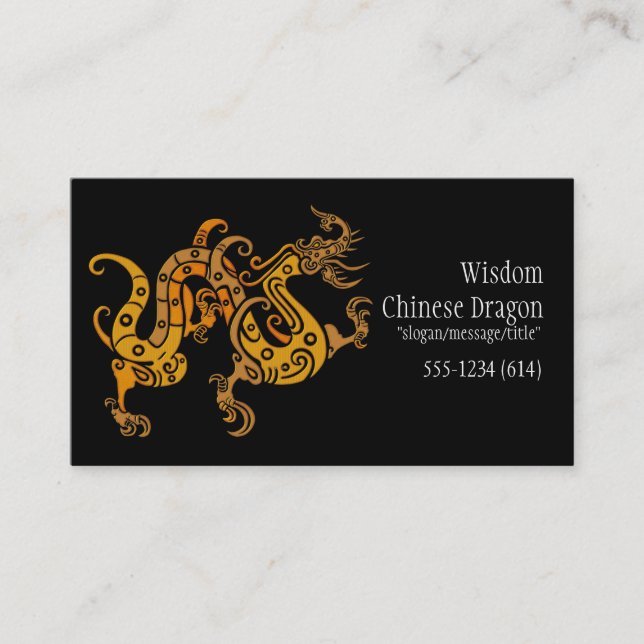 Asian Chinese Golden Dragon Design Business Cards (Front)