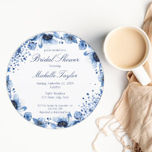 Asian Chinoiserie Light Blue Floral Bridgerton Invitation