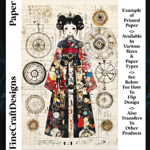 Asian Clockpunk Doll in Kimono CK6 Scrapbook Paper