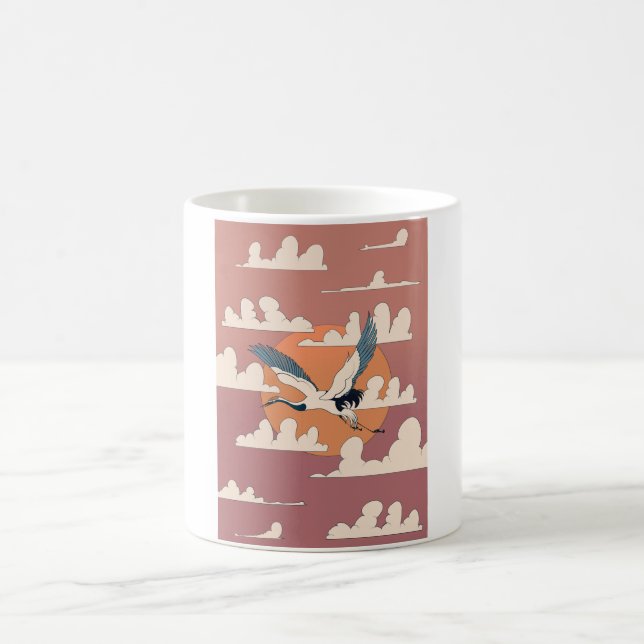Asian Crane In Flight Coffee Mug (Center)