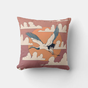 Asian Crane In Flight Cushion
