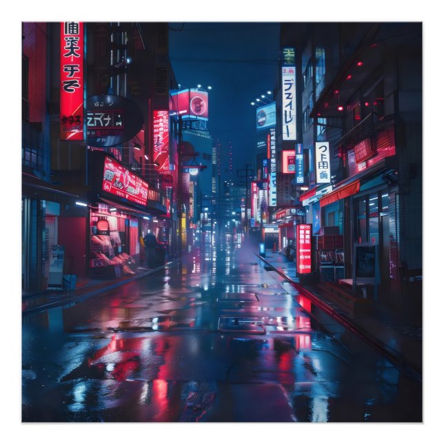 Asian Cyberpunk City Night Photo Print (Front)