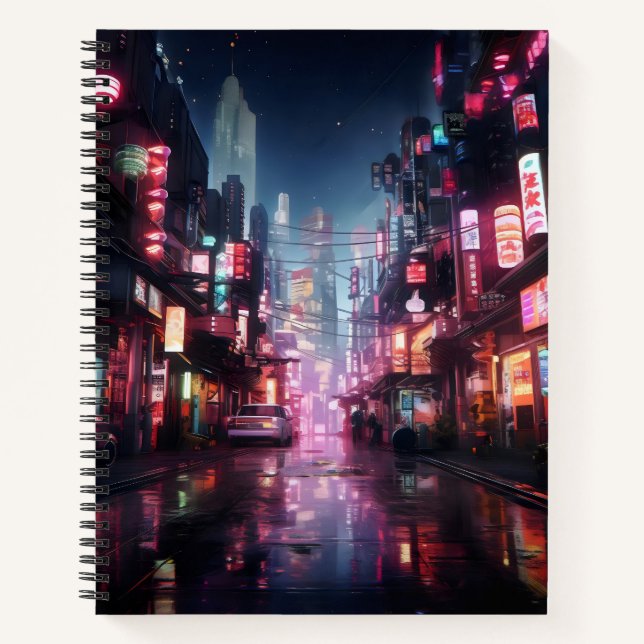 Asian Cyberpunk City Notebook (Front)