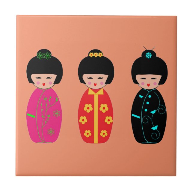 Asian Dolls Ceramic Tile (Front)