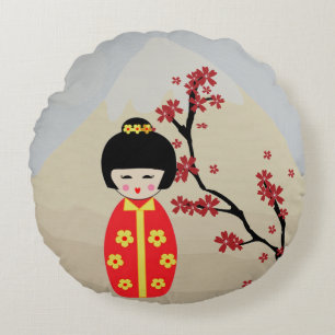Asian Dolls Round Cushion