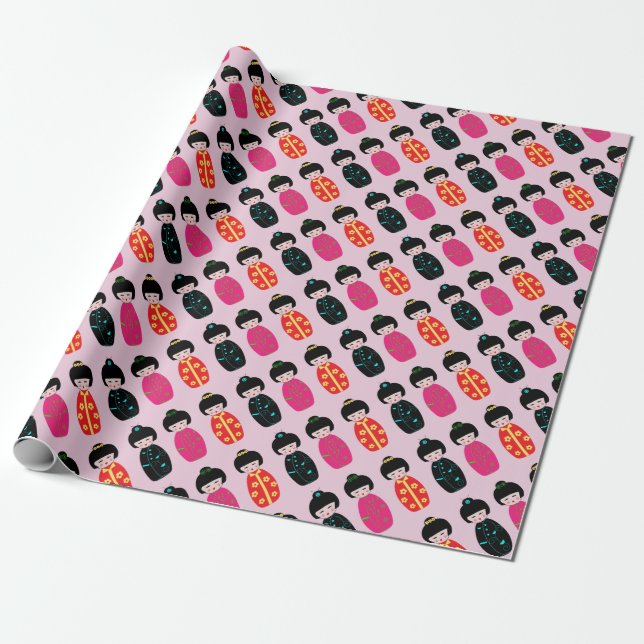 Asian Dolls Wrapping Paper (Unrolled)