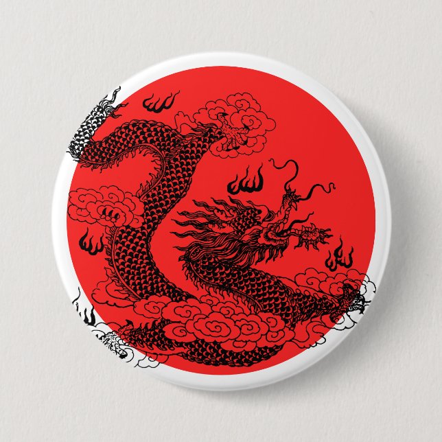 Asian Dragon 7.5 Cm Round Badge (Front)
