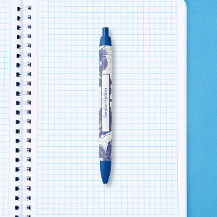 Asian Dragon Blue White Chinoiserie  Blue Ink Pen