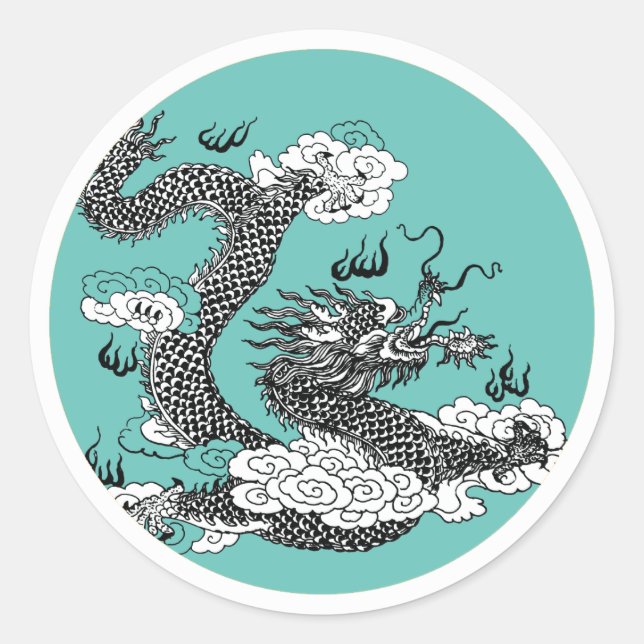 Asian Dragon Classic Round Sticker (Front)