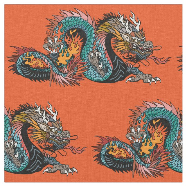 Asian dragon fabric (Close Up)