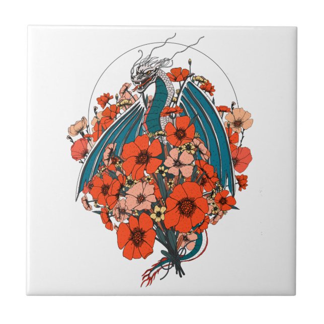 Asian Dragon Logo Ceramic Tile (Front)