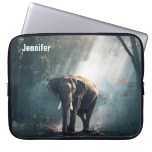 Asian Elephant in a Sunlit Forest Clearing Laptop Sleeve