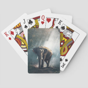 Asian Elephant in a Sunlit Forest Clearing Playing Cards